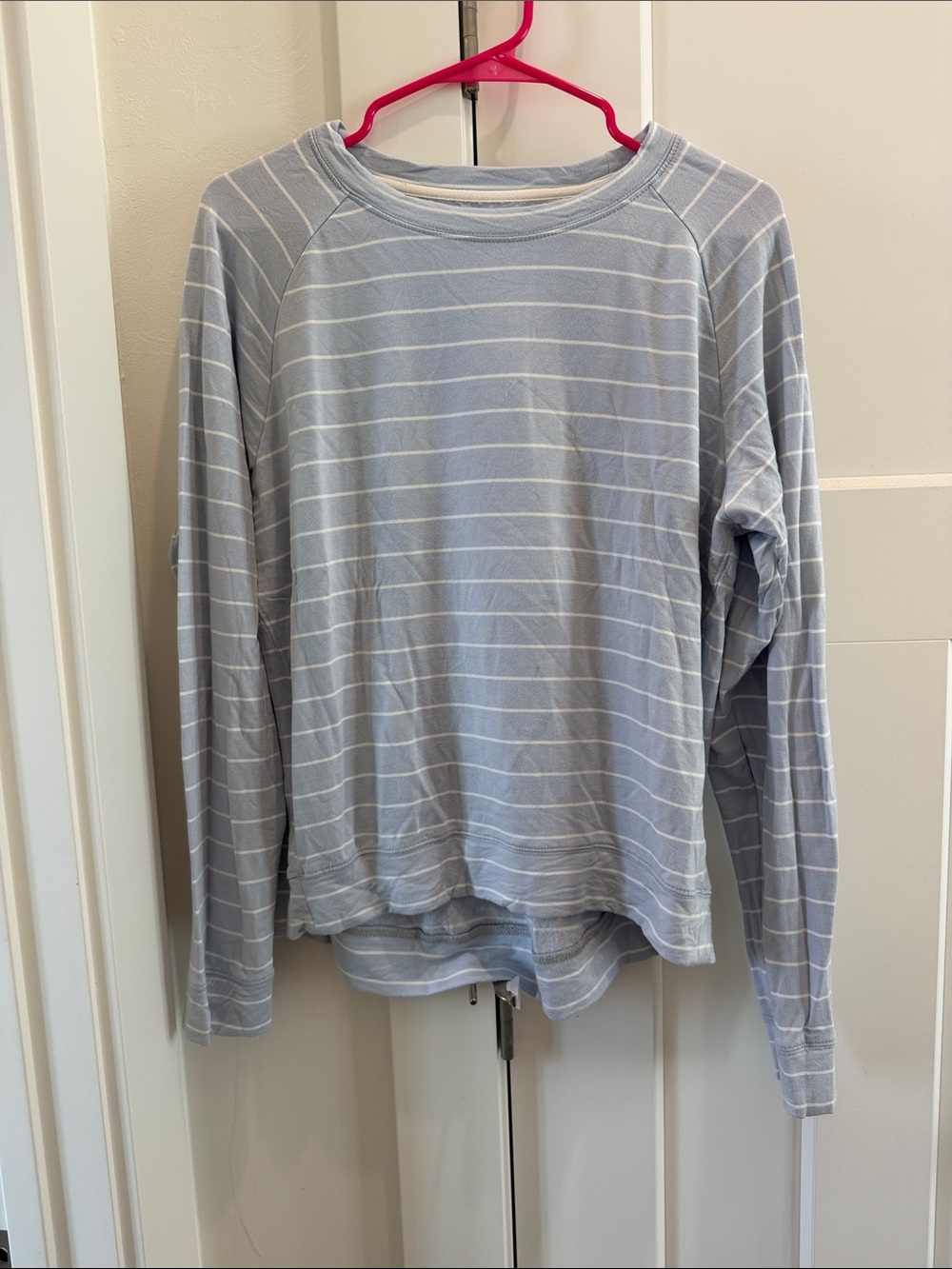 Thread & Supply Light Blue and White Striped Crewneck Sweatshirt